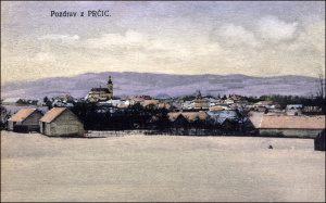 Prčice na pohlednici z roku 1936